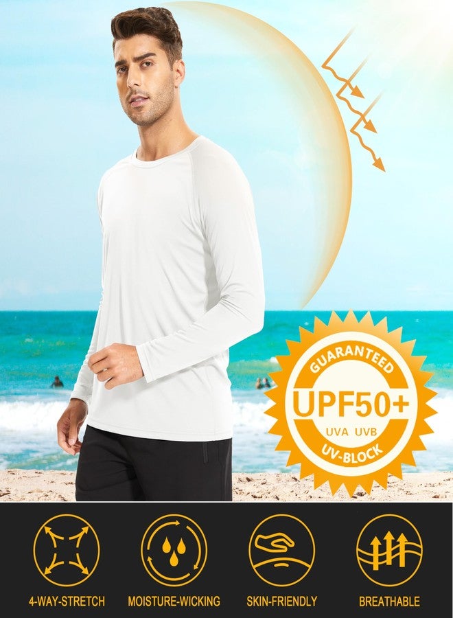 MAGCOMSEN Quick Dry Shirts for Men Long Sleeve Rash Guard Swim Sun UV UPF 50 Athletic Hiking Fishing Running Cooling T-Shirt White - Image 2