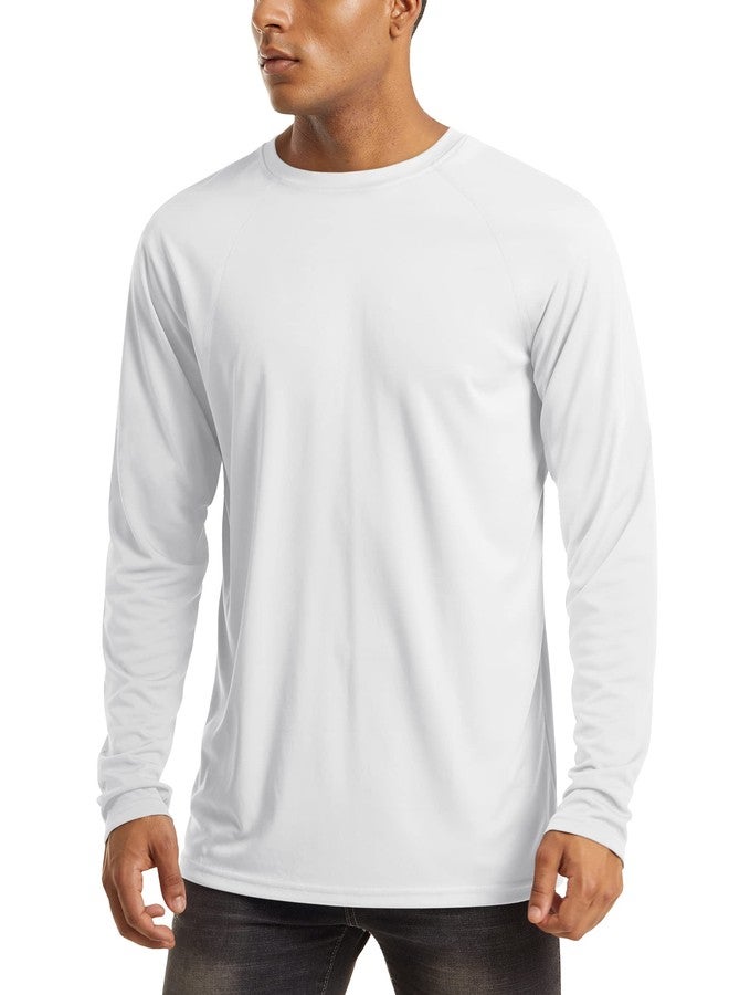 MAGCOMSEN Quick Dry Shirts for Men Long Sleeve Rash Guard Swim Sun UV UPF 50 Athletic Hiking Fishing Running Cooling T-Shirt White - Image 1