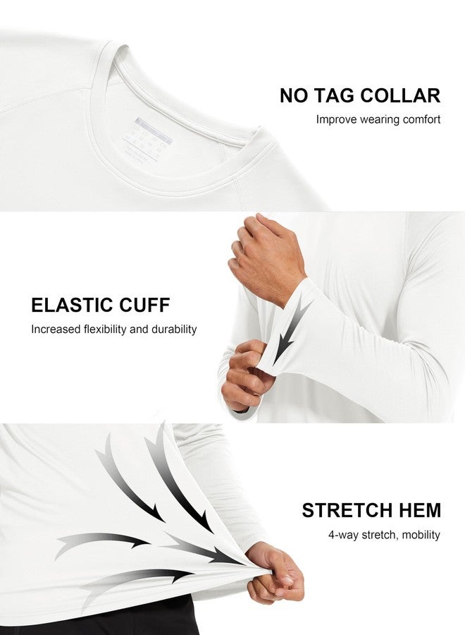 MAGCOMSEN Quick Dry Shirts for Men Long Sleeve Rash Guard Swim Sun UV UPF 50 Athletic Hiking Fishing Running Cooling T-Shirt White - Image 4