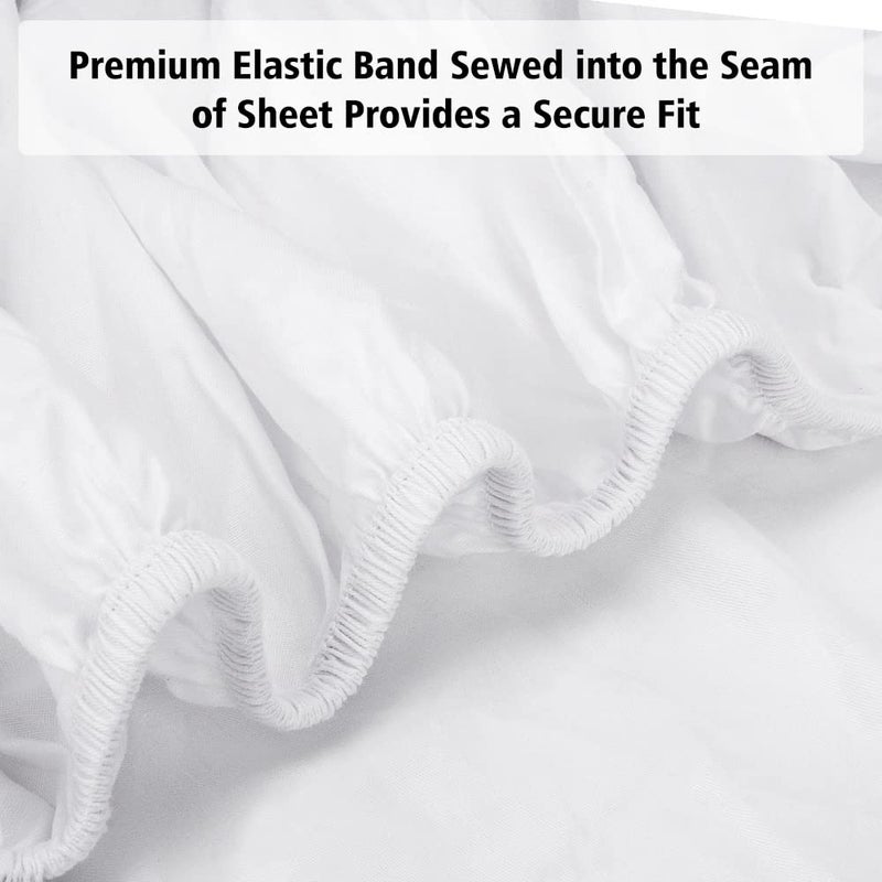Lirex Cotton Queen Fitted Sheet Only, 300 Thread Count Soft Breathable, 8-10" Deep Pocket Sheet for Hotel Home, White - Image 2