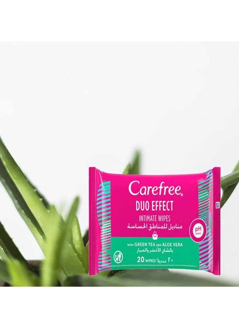 Carefree Daily Intimate Wipes Duo Effect With Green Tea And Aloe Vera 20 Piece  - Image 2