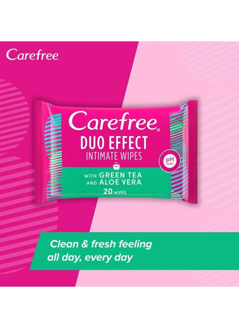 Carefree Daily Intimate Wipes Duo Effect With Green Tea And Aloe Vera 20 Piece  - Image 5