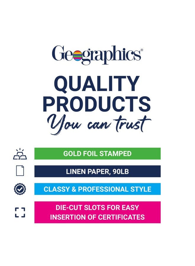 Geographics Classic Linen Certificate/Document Covers, 12.5” x 9.75”, Blue Navy (6 Pack) - Image 5