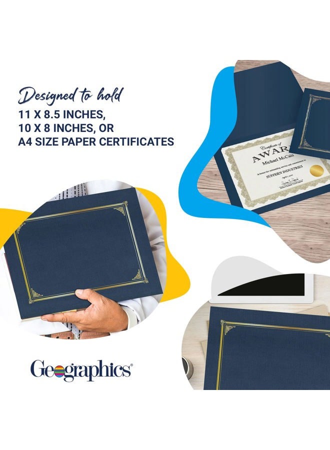 Geographics Classic Linen Certificate/Document Covers, 12.5” x 9.75”, Blue Navy (6 Pack) - Image 4