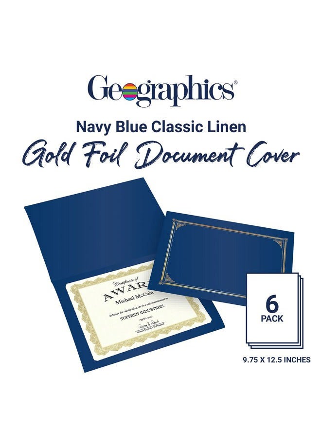 Geographics Classic Linen Certificate/Document Covers, 12.5” x 9.75”, Blue Navy (6 Pack) - Image 3