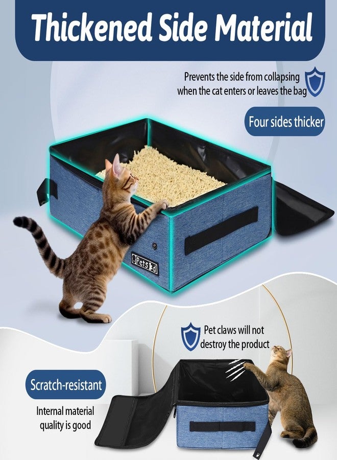 Petskd Portable Cat Travel Litter Box with Lid and 10 pcs Disposable Liner Bags, Leak-Proof and Collapsible, Cat Travel Essentials for Car, Hotel, Airplane and Other Outdoor Use(Blue) - Image 4