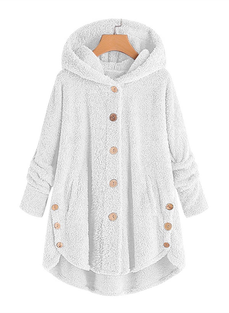 Loquat Fashion Women's Padded Jacket Hooded Long Jacket Casual Warm Padded Jacket White