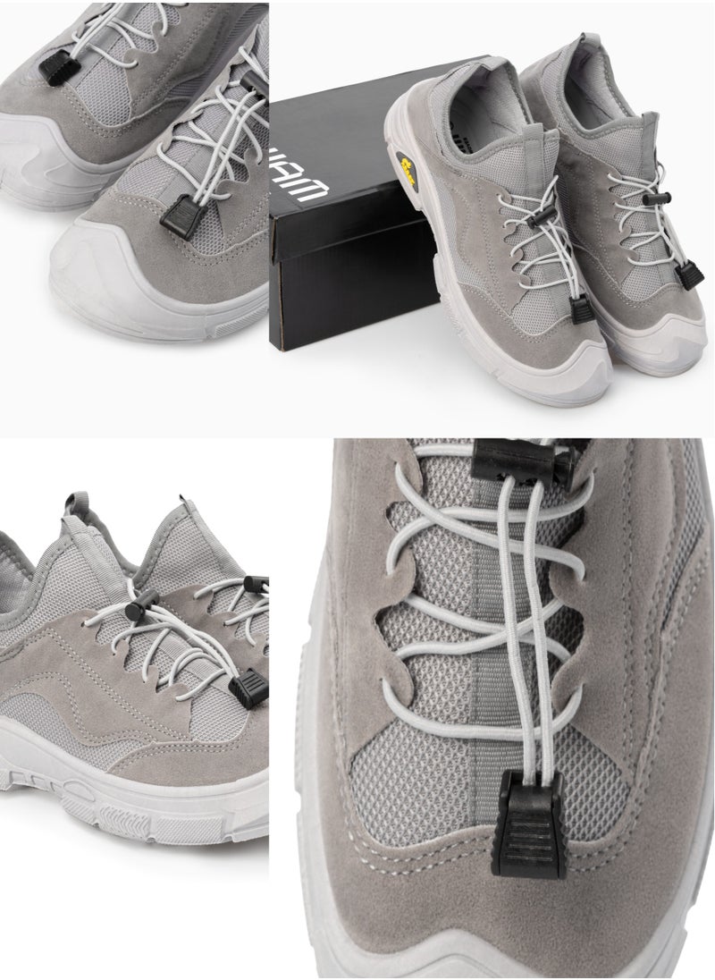Wam - Shoes for Men - Comfortable Sneakers, Casual Mens Shoes, Trainer Shoes, Lightweight and Breathable Walking Shoes, Mens Fashion Footwear, Ajustable Elastic Laces, Textile Mesh Lining, Grey - Image 1