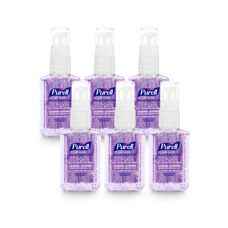 Purell Advanced Hand Sanitizer Gel Infused with Essential Oils, Calming Lavender, 2 fl oz Travel-Size Pump Bottle (Pack of 6), 3905-04-EC - Image 1