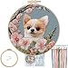 FONNUY Chihuahua Dog Floral Embroidery Kit Cross Stitch Kits for Beginners Handmade Crafts with Printed Patterns for Beginner Adults Easy to Follow Color Thread Needlework 8 Hoop Petite Dog - Image 2