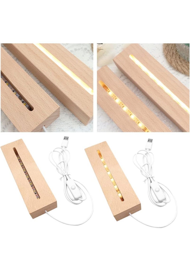 Y&D - 7 inch LED Light Display Pedestal Rectangle for 3D Crystal Glass Art USB Plug Warm Wooden Lighted Base Stand, Mirror Box Centerpieces, Home Decor. - Image 1