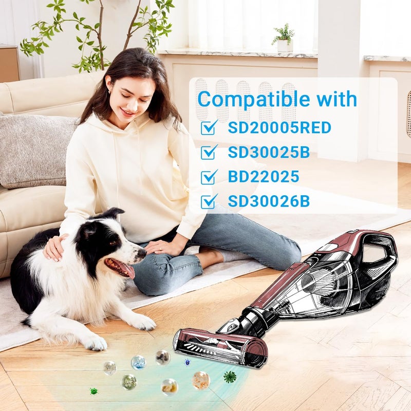 Zibopon 4 Pack F117 Filters Compatible with Dirt Devil Scorpion Handheld Vacuum Cleaner, Part # AD40117, with 8 Foam Sleeves & 1 Brush - Image 2