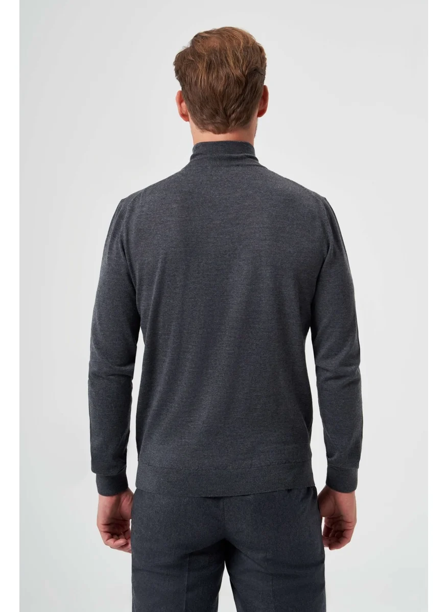 Bisse Men's Basic Half Turtleneck Knitwear ANTRASITE TR23KNOS23210_D58