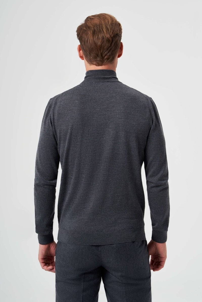 Bisse Men's Basic Half Turtleneck Knitwear ANTRASITE TR23KNOS23210_D58  - Image 2