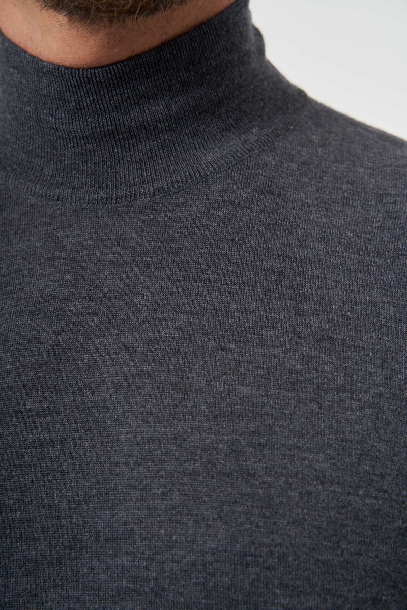 Bisse Men's Basic Half Turtleneck Knitwear ANTRASITE TR23KNOS23210_D58  - Image 3