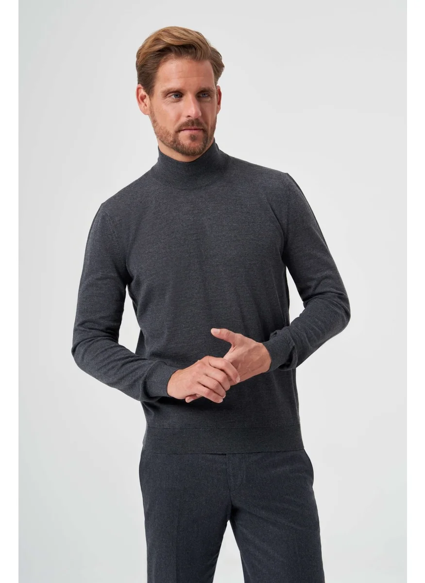 Bisse Men's Basic Half Turtleneck Knitwear ANTRASITE TR23KNOS23210_D58
