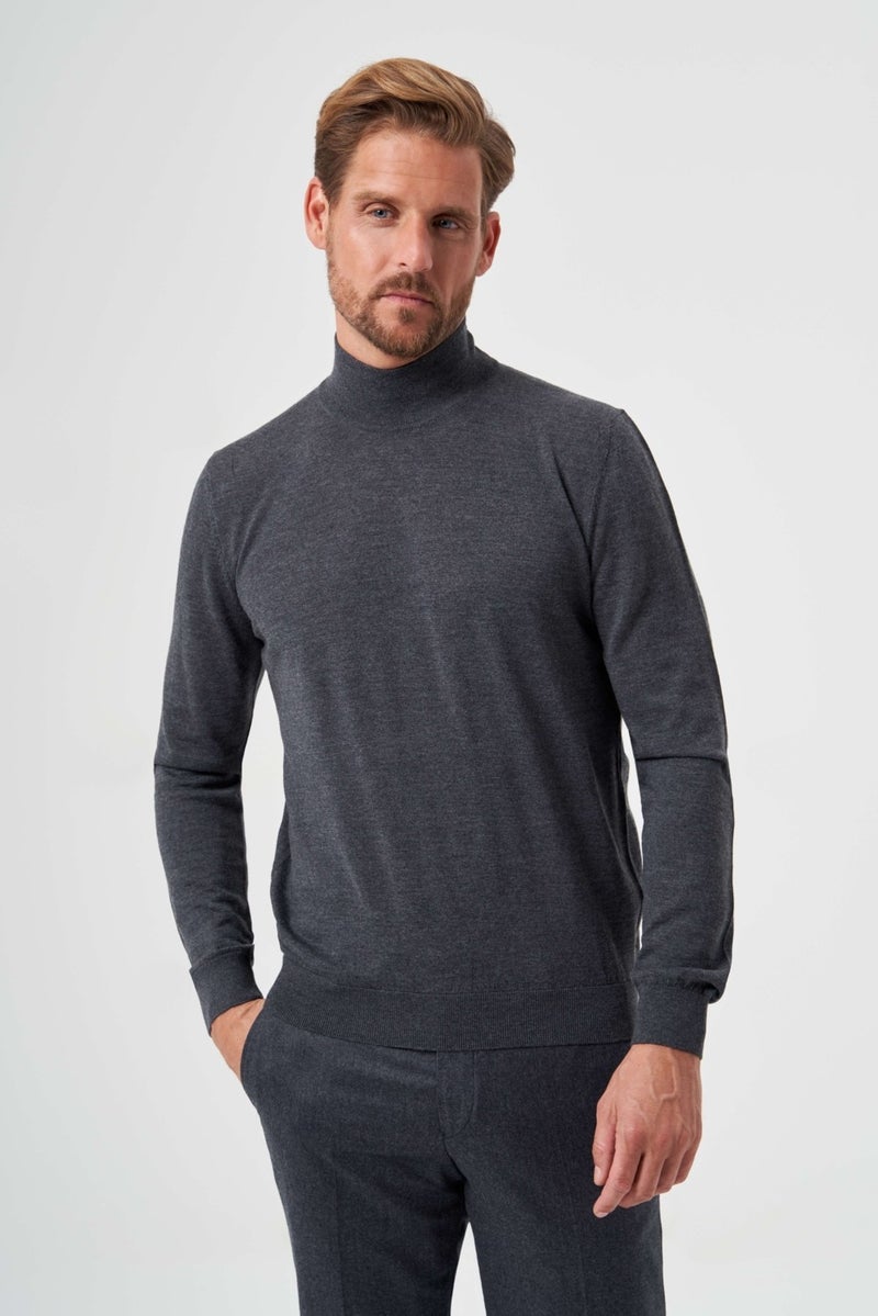 Bisse Men's Basic Half Turtleneck Knitwear ANTRASITE TR23KNOS23210_D58  - Image 4