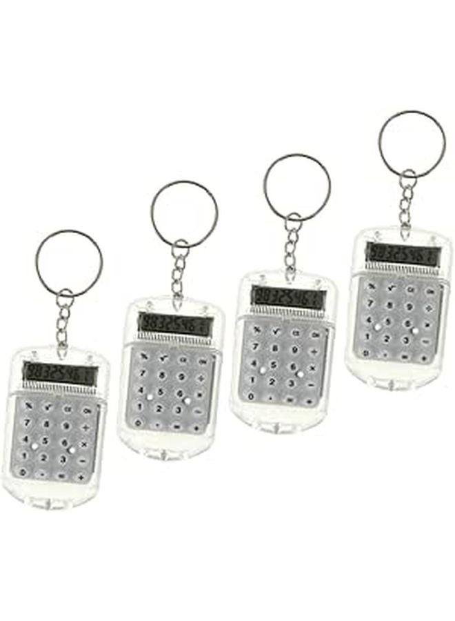 4Pcs Black Keychain Calculator For Students Office Portable Pocket Flip Cover - Image 1