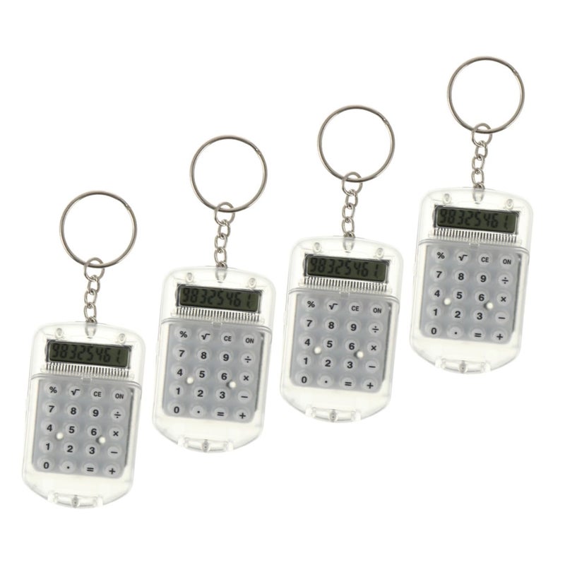 4Pcs Black Keychain Calculator For Students Office Portable Pocket Flip Cover - Image 2