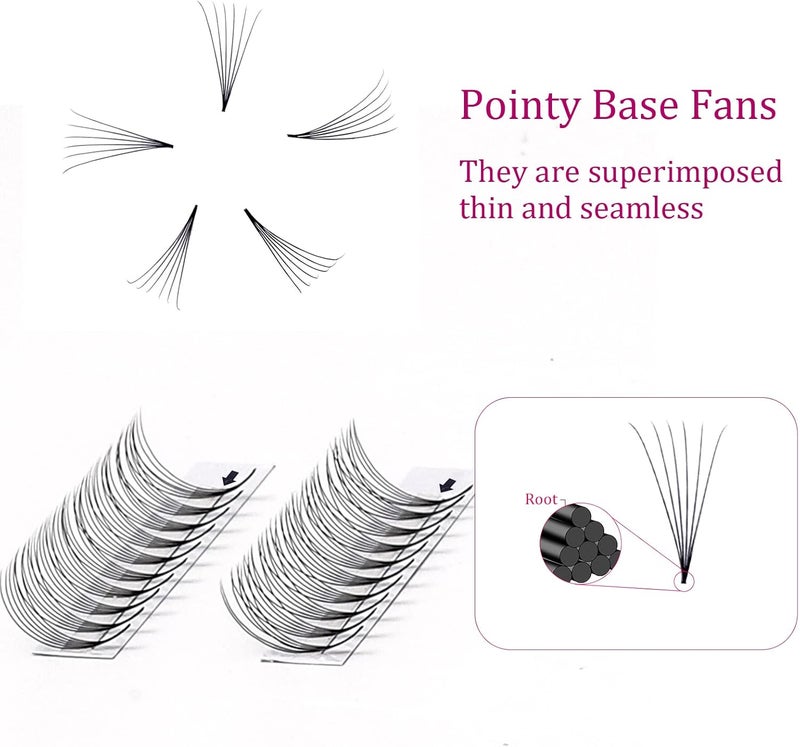 FADLASH Premade Volume Lash Extensions 6D 0.07 D 12mm, 120pcs, Black, Soft, Lightweight, Natural-Looking, Cluster, Eyelash Extensions - Image 4