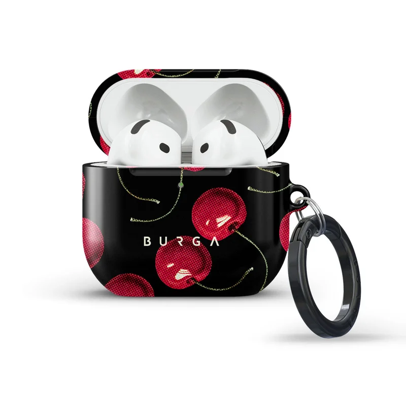 بورجا جراب حماية أنيق بورجا آيربودز  تشيري بوم لآبل آيربودز، غطاء بشحن  مرئي، مقاوم للخدش والصدمات
