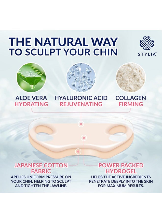 Stylia - Stylia Double Chin Mask - V Line Chin Strap - Toning Hydrogel Collagen Face Mask with Hyaluronic Acid & Aloe Vera - 7PC - Image 1