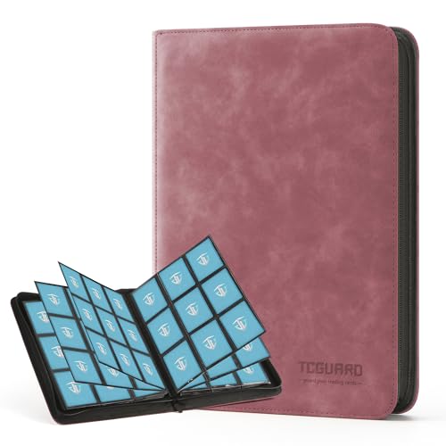 TCGUARD Trading Card Binder, 9 Side Loading Pocket Card Album Hold Up to 540, Zipper Binder for Collection, TCG Holder for Sports, Yugioh, MTG etc. (Wine 9) - Image 1