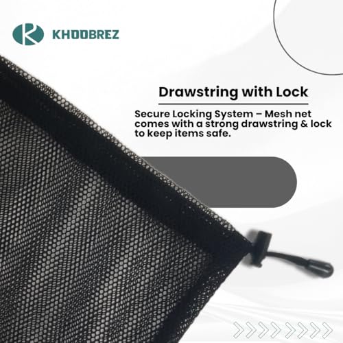 KHOOBREZ Set of 6 Fridge Drawstring Bags | Vegetables Storage Mesh Net for Fridge | Also Use for Snacks,Toys and Fruits etc | Multi-Purpose Mesh Bag N_FSB_B (Black) - Image 3