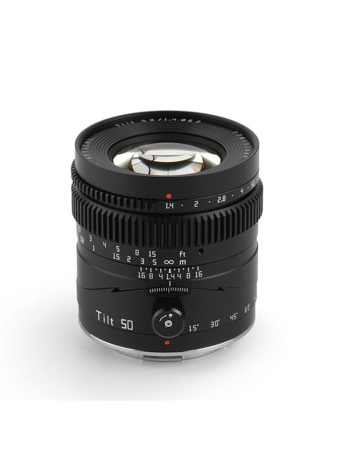 TTArtisan - TTArtisan 50mm F1.4 Tilt Manual Lens Large Aperture Full Frame Tilt Portrait Lens Compatible with Sony E-Mount Mirrorless Cameras a7 a7II a7III a7R a7RII a7RIII a7RIV a7S a7SII a9 a7C - Image 1