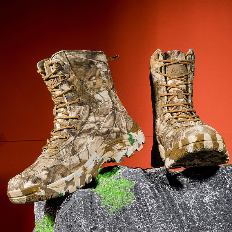 2024 Large Size Combat Boots For Men, Outdoor Camouflage Boots, High-Top Outdoor Hiking Boots For Men, Hiking Training Boots For Men - Image 1