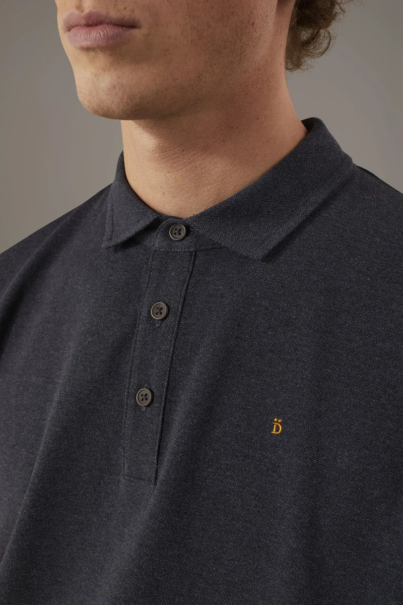 Doppelganger  Short sleeves melange polo cotton blend - DK Blue for Men | Best Price UAE
