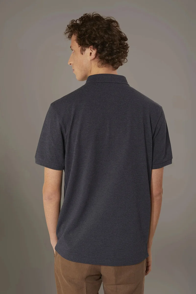 Doppelganger  Short sleeves melange polo cotton blend - DK Blue for Men | Best Price UAE