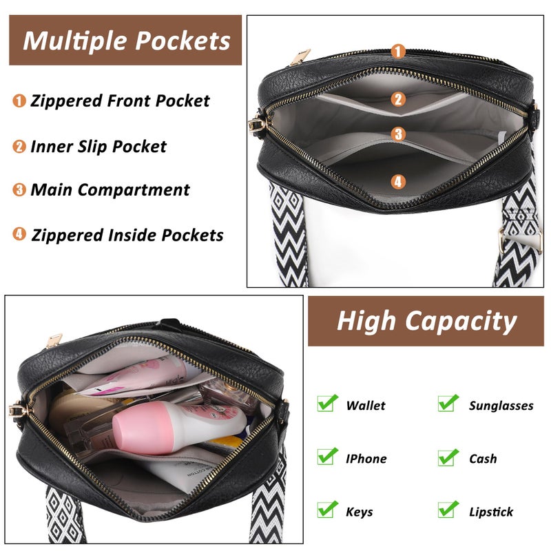 TANTOMI Crossbody Purses for Women Leather Purse Shoulder Handbags with Wide Strap, Small Crossbody Bags for Women Travel - Image 4