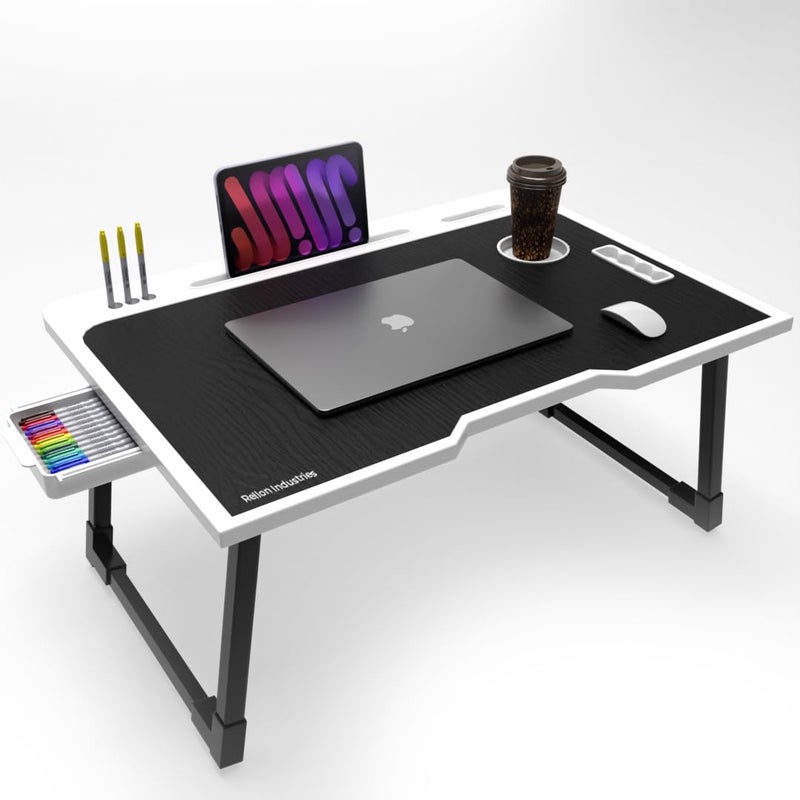 Rellon Industries Study Table for Students Bed Table for Study Foldable Laptop Table Portable & Lightweight Mini Table Bed Reading Table,Laptop Stands, Laptop Desk (A5), Plastic - Image 1