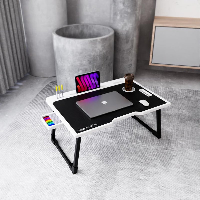 Rellon Industries Study Table for Students Bed Table for Study Foldable Laptop Table Portable & Lightweight Mini Table Bed Reading Table,Laptop Stands, Laptop Desk (A5), Plastic - Image 3
