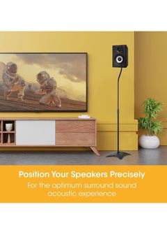 ET-LIFE Speaker Floor Stands 2 Pack - Adjustable Fit Sony, Samsung, LG, Panasonic Systems up to 9.9lbs, Black  - Image 3