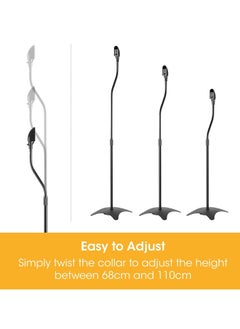 ET-LIFE Speaker Floor Stands 2 Pack - Adjustable Fit Sony, Samsung, LG, Panasonic Systems up to 9.9lbs, Black  - Image 4