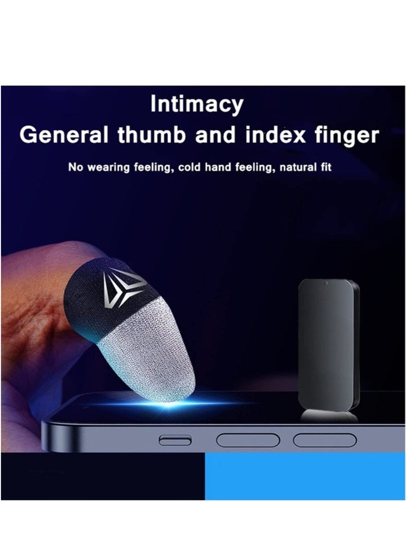 4pcs Gaming Finger gloves,Paired With A Metal Storage Box,100% Visible Silver Fibers,Just Right Pressure/Breathable/Sweatproof（Silver black）  - Image 3