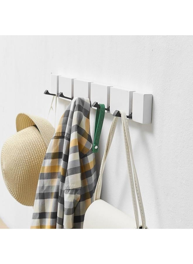 Wooden Wall Mounted Folding Rack, Modern Wall Floating Coat Hook Rack Space-Saving Coat Hanger for Coats (White 5 Hooks) - Image 1