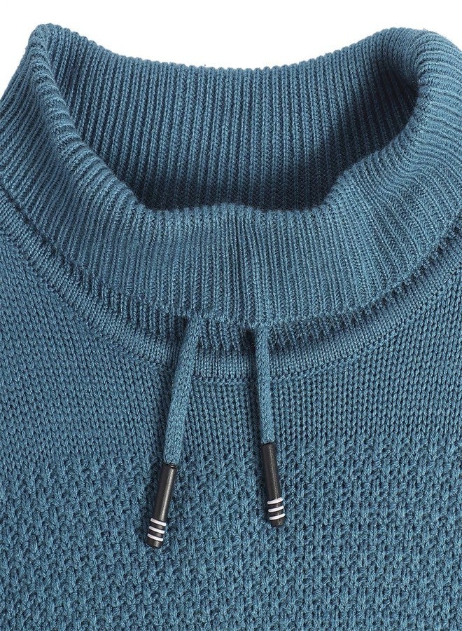 miniklub Kids Full Sleeve Round Neck Knitted Acrylic Blue Color Sweater, Pack of 1 (3-4Y) - Image 4