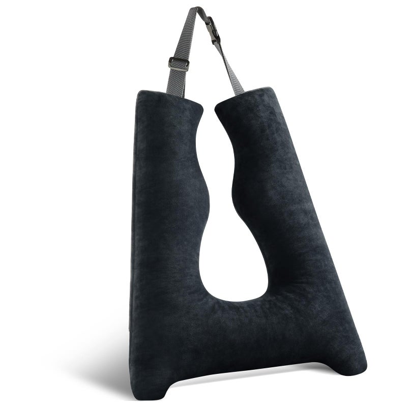 FAIORD Car Pillow for Kids Travel Pillow with Adjustable Strap, Kids Floor Pillows Cushions for Adults and Children to Support Head and Body Road Trip Essentials (Metal Black) - Image 1