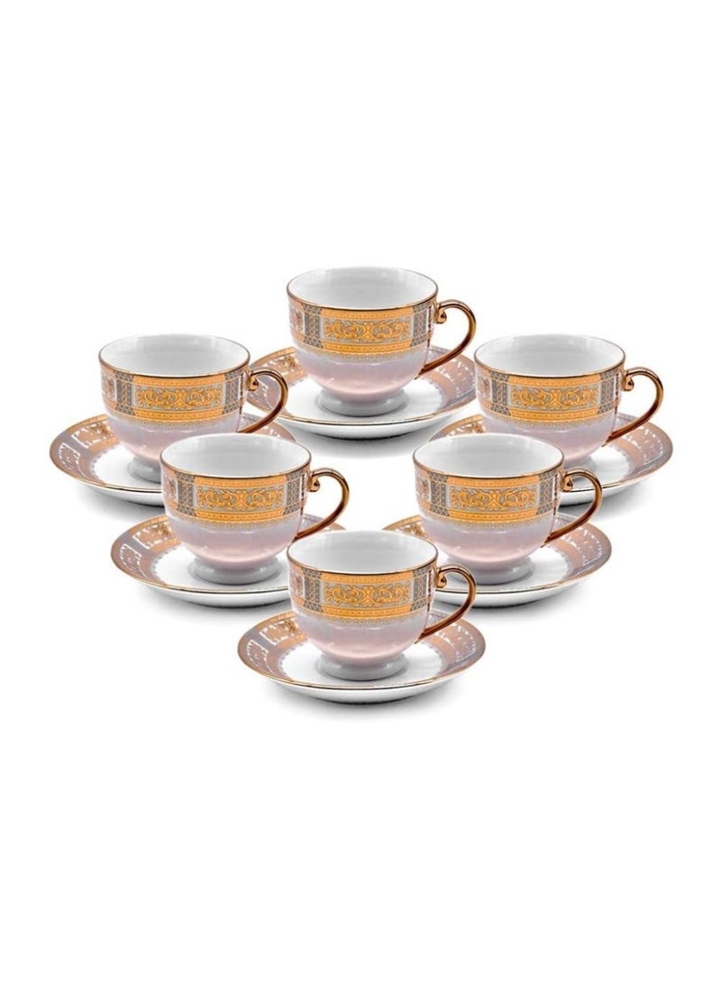 LTR Df190B Tea Cup And Saucer Set 12-Pieces Perfect For Specialty Coffee Drinks  Latte  Cafe Mocha And Tea  White House Warming Gift Drinkware  - Image 2