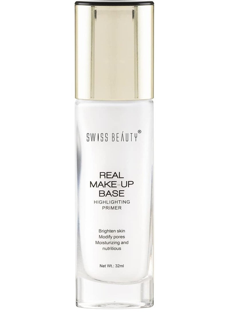 Swiss Beauty Real Makeup Base Highlighting Primer Skin Hydrating Poreless Primer With Natural Glow Finish For Face Makeup Shade  Natural Tint 32Ml - Image 1