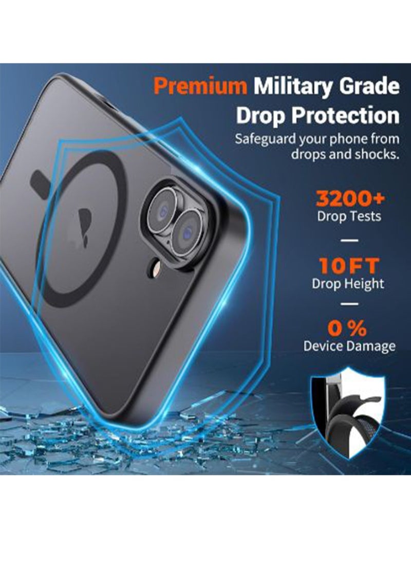 WRISTWISE Case Cover for iPhone 16 Plus Translucent Matte Shockproof with Anti-Fingerprint Phone Cover Black - Image 4