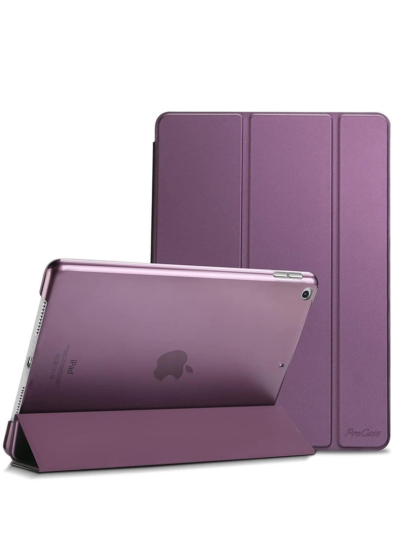 راكسوم حافظة iPad 10.2 - متوافقة مع الجيل التاسع (2021)، الجيل الثامن (2020)، الجيل السابع (2019) - غطاء ذكي واقٍ رفيع شفاف من البولي كربونات الصلب مع حامل - أرجواني - Image 1