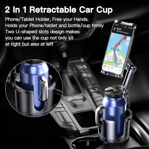 Uniwit Cup Holder Phone Tablet Mount, 2 in 1 iPad Car Cup Holder with Expander Adjustable Arm for 4.7-10 inches Phone Tablet Mount Compatible for iPad Pro Air Mini, Fire,iPhone 17,Galaxy Phones - Image 2