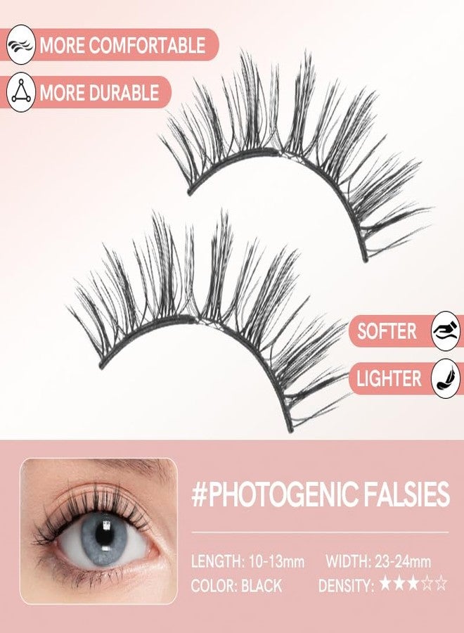 MLEN DIARY Magnetic Eyelashes with Applicator Natural Reusable Soft Magnetic Lashes Without Eyeliner, Glue-free False Eyelashes Lightweight, Waterproof, Easy to Wear, No Makeup Remover Required(Photogeic Style) - Image 5