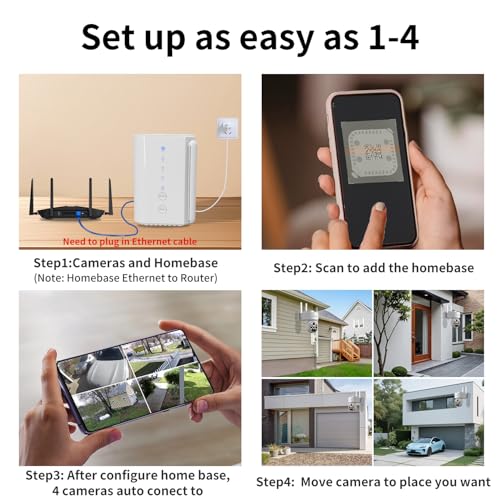 ESCANU Wireless Home Security Cameras System,Solar Power PTZ Outdoor Cameras,Motion Detection,Night Vision,Water-Proof,2-Way Audio,No Subscription Fee,Cloud/SD Card Storage - Image 3