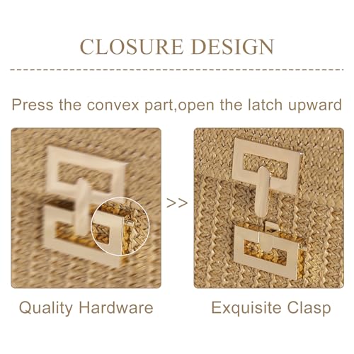 Tellrain Straw Clutch Purses for Women Summer Beach Handbags Boho Vacation Woven Raffia Envelope Wallets Fold Over Rattan Hand Purse Chain Crossbody Shoulder Bag Evening - Image 3