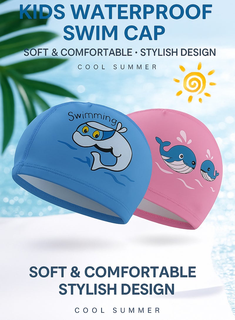 5 عبوات قبعة سباحة ناعمة مريحة مقاومة للماء عالية المرونة قبعة استحمام عالمية للأطفال - Image 2